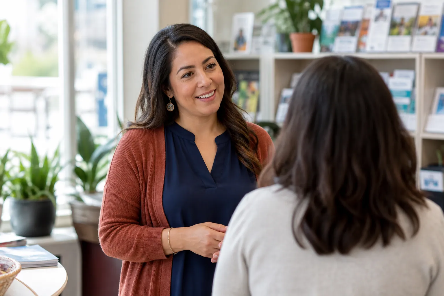 A community agency worker preparing a neighbourhood resource centre for the day.