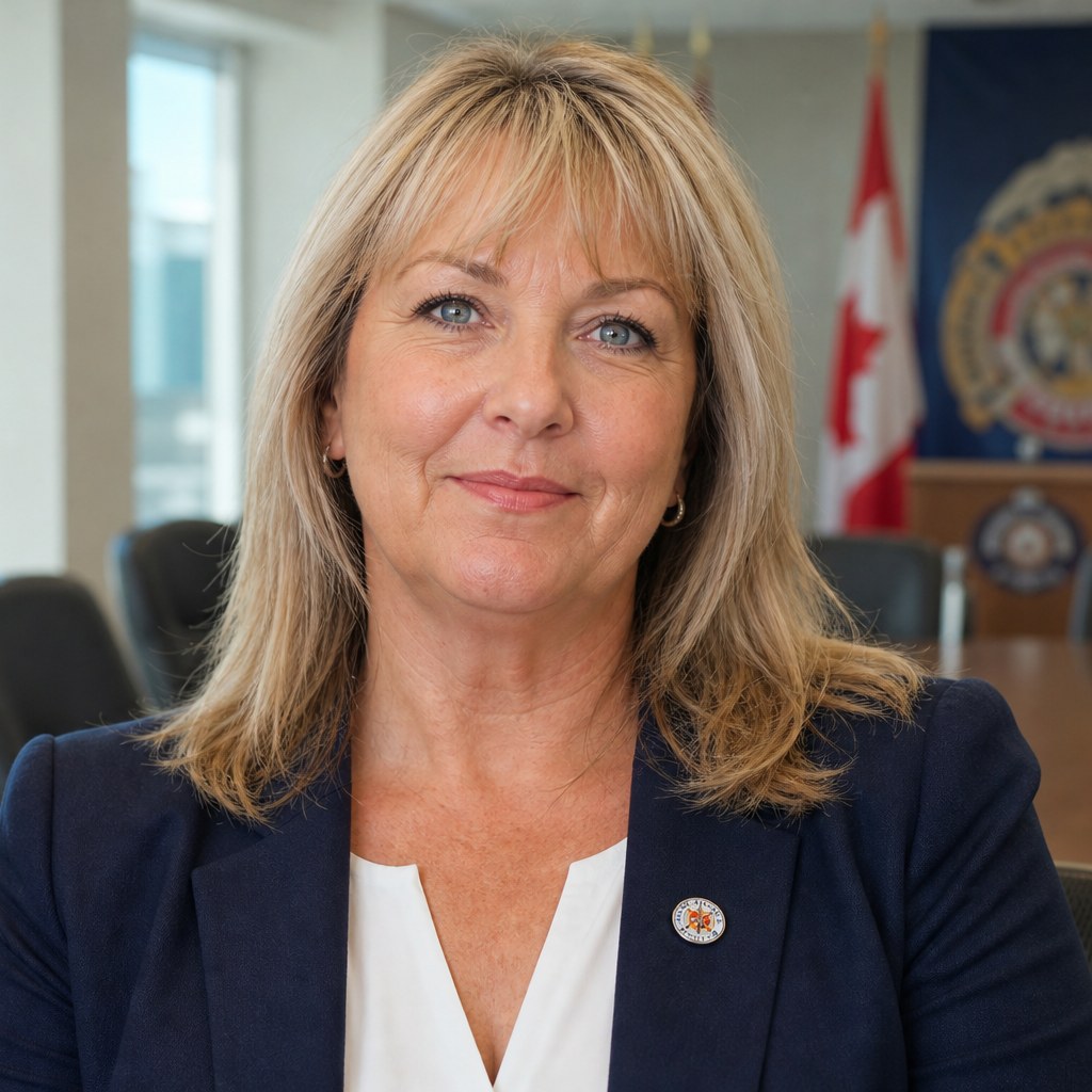 A white Canadian or American man in his fifties, clean shirt, no tie required, seated at the head of a plain wood table in a union office.